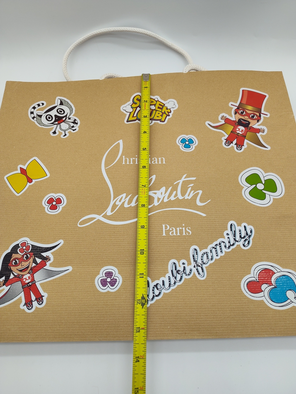 CHRISTIAN LOUBOUTIN Super Loubi Family Shopping Gift Bag Large Kraft Red EUC - Picture 4 of 6